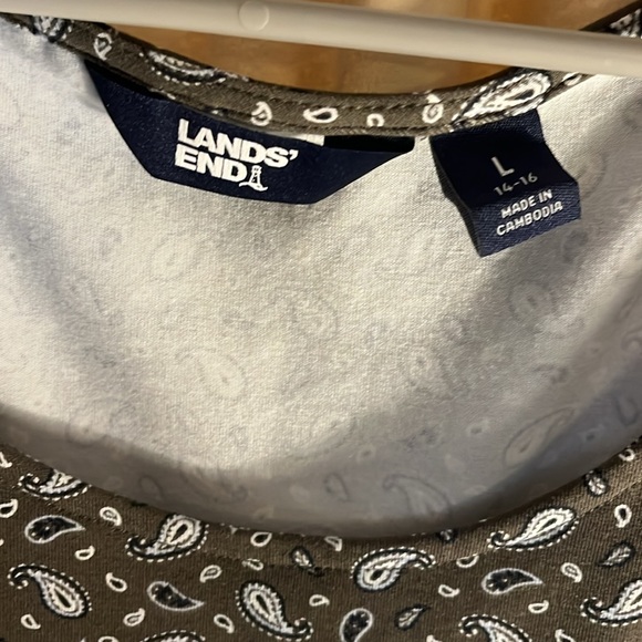 Lands End Women’s Size Large 3/4 Sleeve Knee Length Green Dress. Like New. - Picture 3 of 3